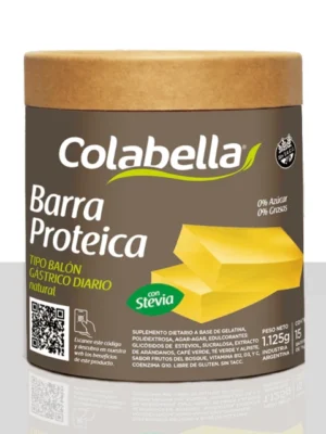 barras-pyf Pote de barras proteicas Colabella sabor frutos del bosque con etiqueta marrón y tapa beige
