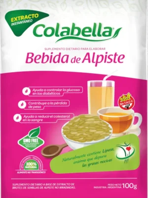 extracto-alpiste Paquete de extracto instantáneo Colabella para preparar bebida de alpiste en polvo de 100 gramos, con propiedades para controlar glucosa, bajar peso y reducir colesterol, libre de transgénicos y sin TACC