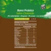 tabla-barras-chocolate Etiqueta nutricional de barra proteica sabor chocolate con coenzima Q10, sin TACC, sin carbohidratos, grasas ni azúcares, con stevia y vitaminas B12, C y D3